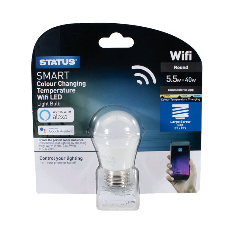 Smart Colour Changing Temperature Wi-Fi LED Light Bulb Large Screw Cap