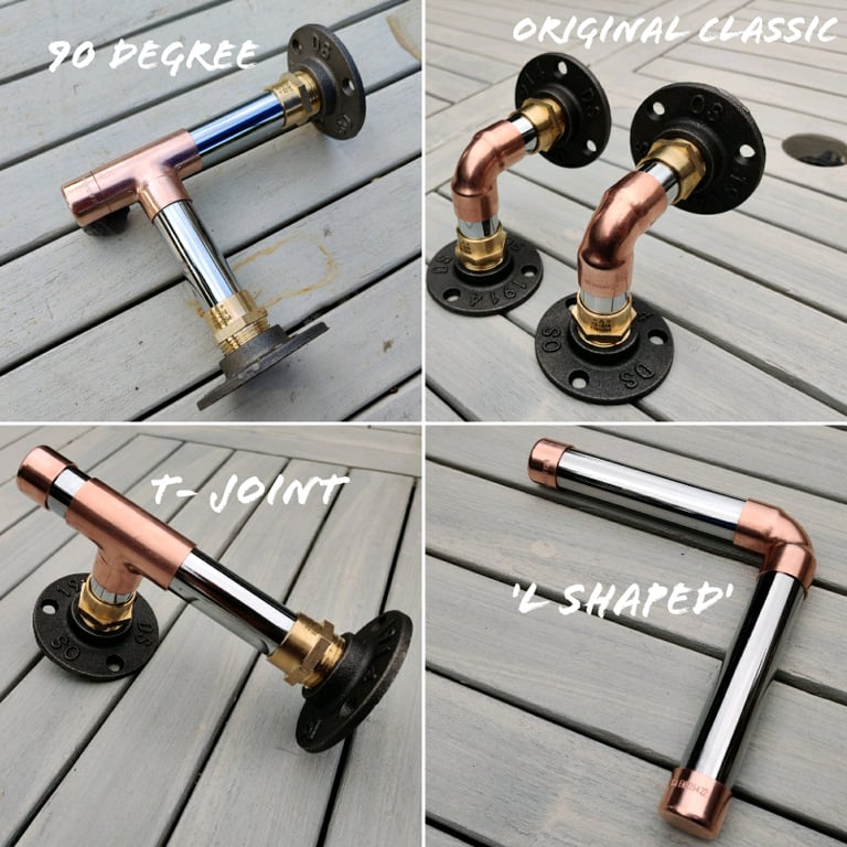 Industrial Designed Chrome & Copper Pipe Shelf Brackets