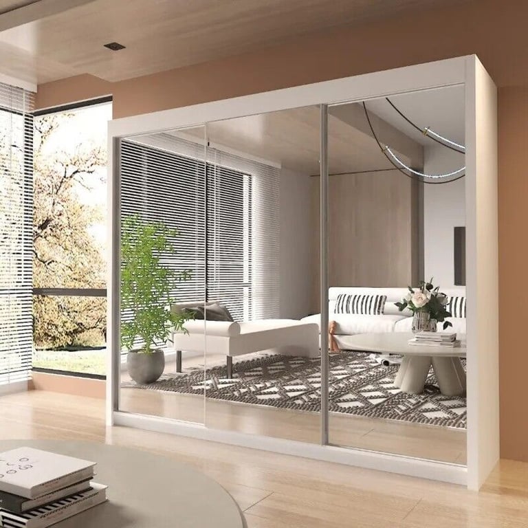 ⚡🌟Brand New 2 or 3 Doors Sliding Wardrobe with Mirrors in High Gloss or Matte Finish 