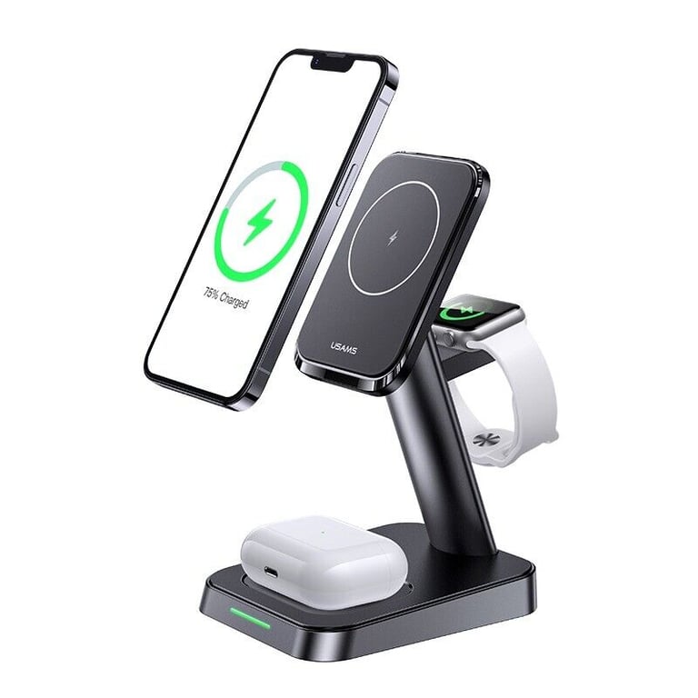 image for 3-in-1 Wireless Magnetic Charging Station FAST charge Phones, Earbuds 