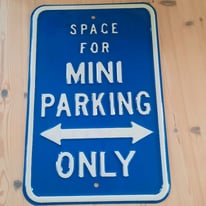New unused metal sign 'mini parking only'