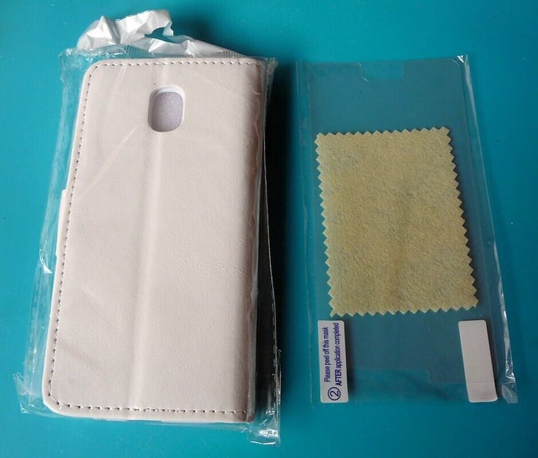 NEW SAMSUNG GALAXY J3 2017 MOBILE PHONE FLIP CASE + SCREEN PROTECTOR