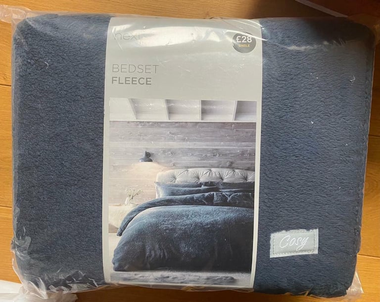 image for Next Navy Blue Super soft Fleece Single Duvet Set, BNWT