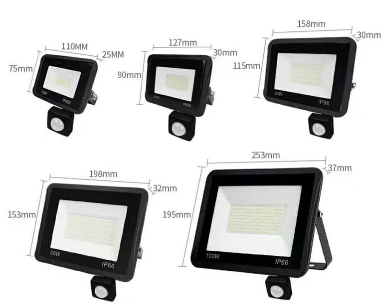 10W 20W 30W 50W 100W 150W LED Floodlight, Bright Cool White Light, With / Without PIR Motion Sensor
