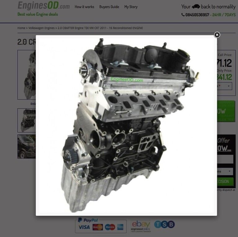 2.0 Crafter ENGINE (Reconditioned) TDI VW Cktb Ckub Cktb Cktc (2011-16) Diesel @ 3NGINES com