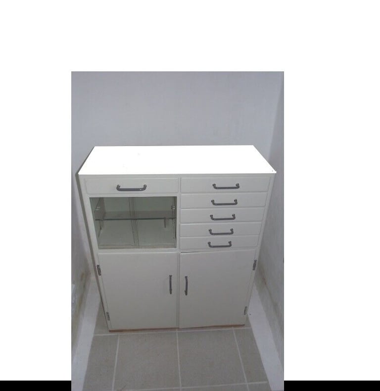Cabinet, vintage mid-century medical cabinet