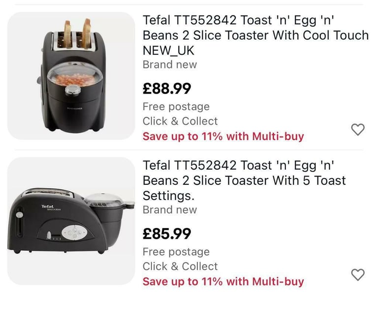 TEFAL TOAST N’ BEAN & EGG MAKER costs £85+