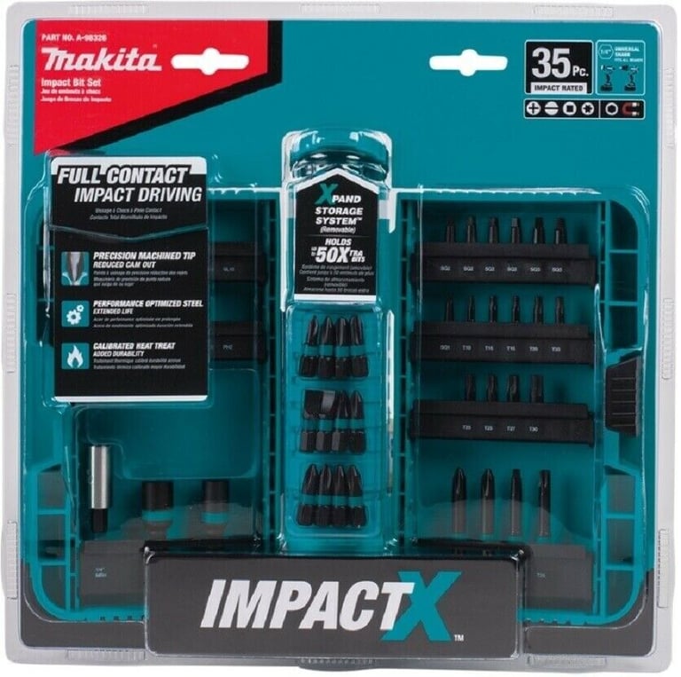 Makita IMPACT X Bit Set 35pc New In Package A-98326 fits all drills 2019 Pocket Cup box