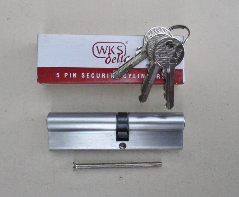 image for NEW  WKS 50/60 SATIN CHROME EXTRA LONG EURO CYLINDER WITH 3 KEYS