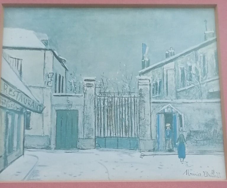 2 x Maurice utrillo prints on canvas in vintage frames 