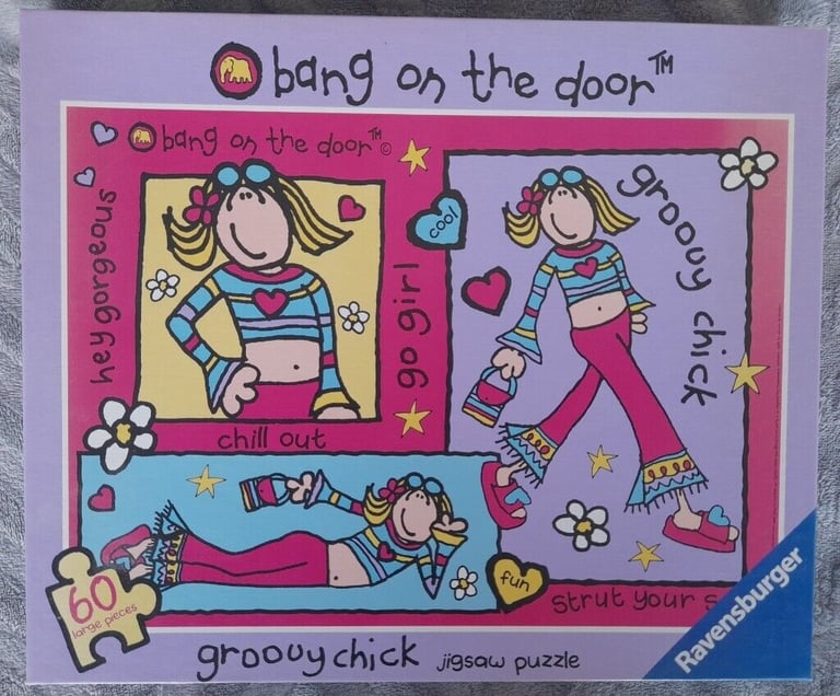 Ravensburger Bang on the Door, Groovy Chick, Vintage Jigsaw Puzzles 60 large pieces, Age 4+