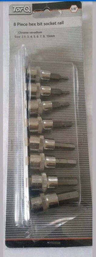 image for torq 8 piece hex bit socket rail