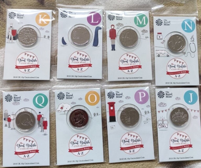 2018 10p Alphabet Letters A-Z  Brilliant Unc, full set,26 coins ,in RM packs, NICE FOR GIFT!