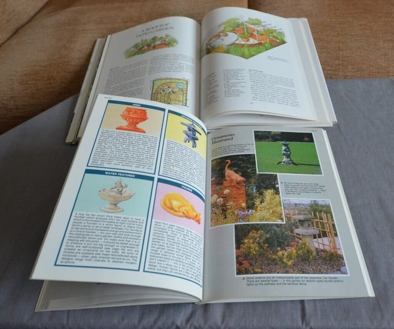 3 WATER GARDEN, 2 GARDEN DESIGN AND 1 VEGATABLE BOOKS 1 GARDEN POND PLUS WATER PLANT BASKET LINERS