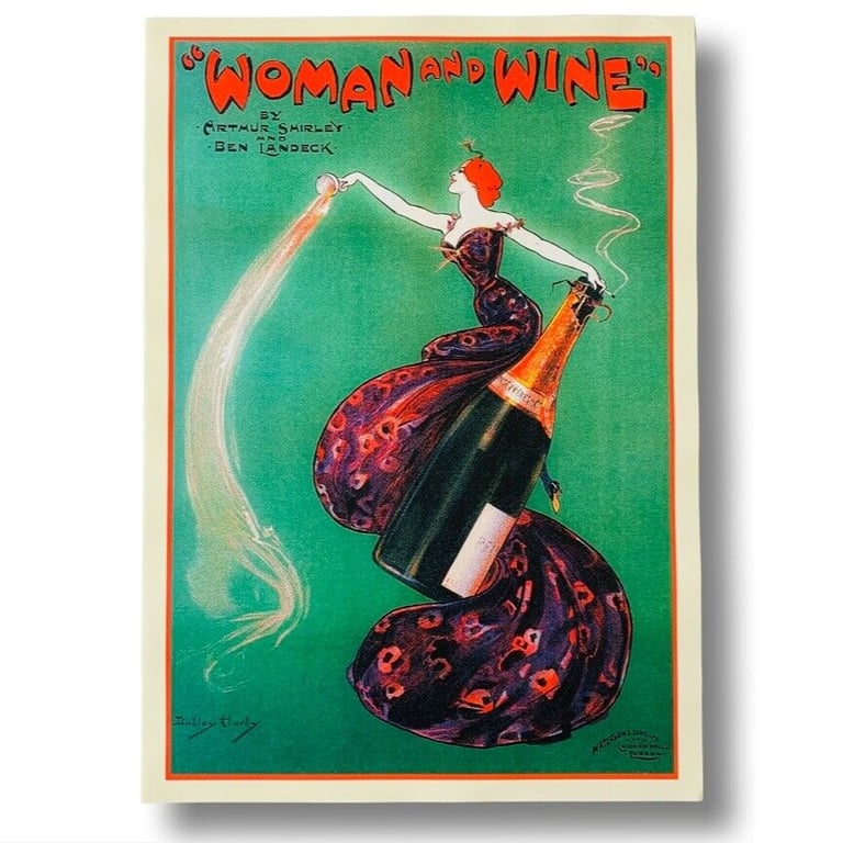 image for Women and Wine Poster Print Picture Art Nouveau Home Dorm Decor Wall Art Vintage Advertisement