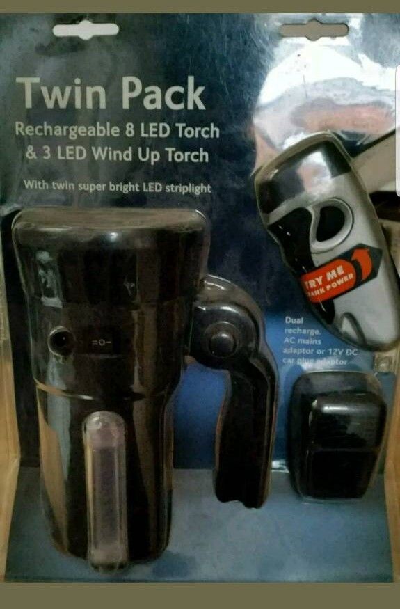 image for Twin pack rechargeable rechargeable 8 LED touch