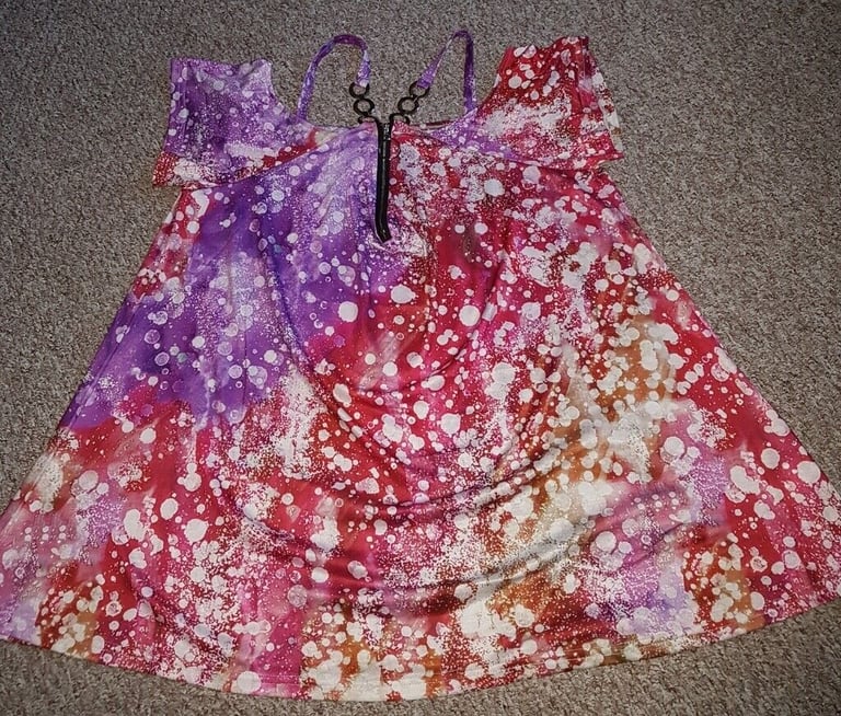 Multicoloured Zip top, off shoulder (4xl)