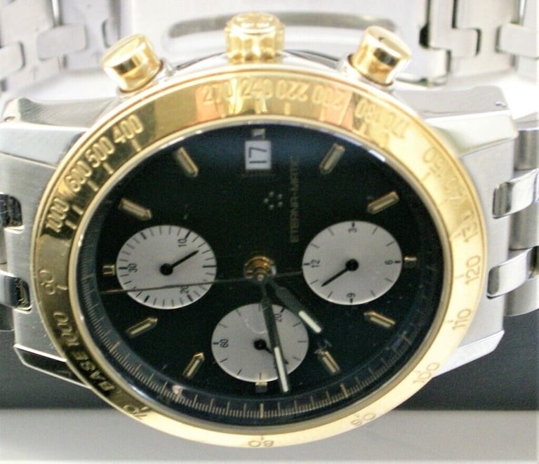 Eterna 1856  Kontiki automatic mechanical chronograph wristwatch-new old -Val 7750 - '90s - Bi-metal