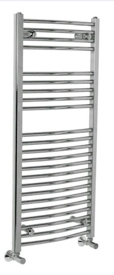 image for Kudox Towel Warmer Curved Heated Rail Ladder Radiator 1100 x 500 Chrome