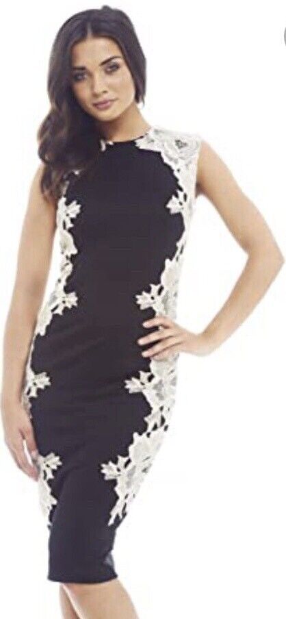 image for AX Paris Navy Lace Crochet Side Dress