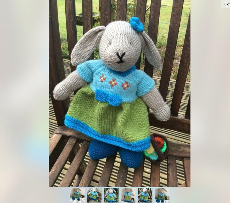 Hand knitted Easter Bunny, 12” tall. NEW