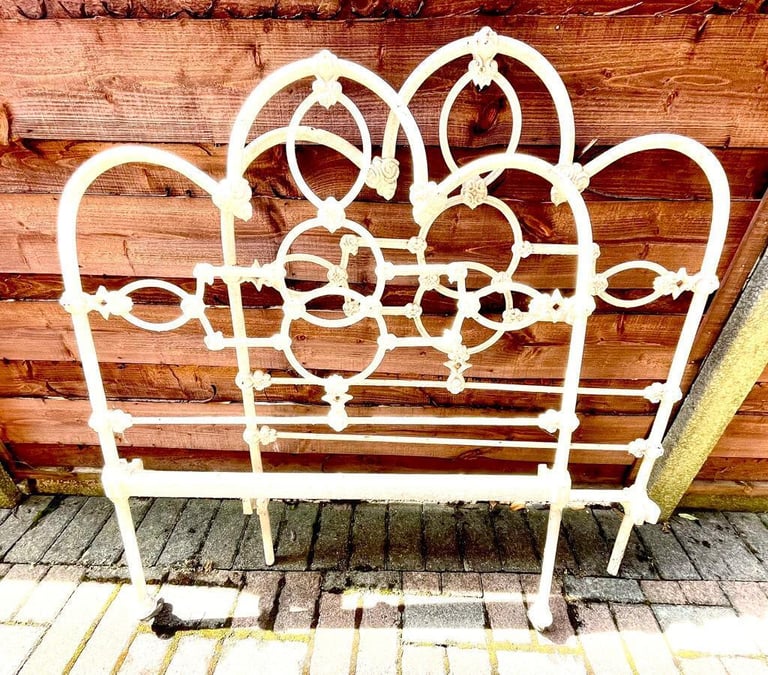 image for Antique Victorian Cast Iron Single Headboard and Footboard