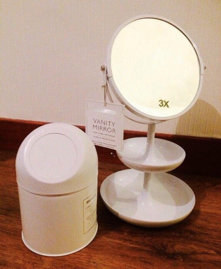 Brand new vanity mirror & mini makeup bin