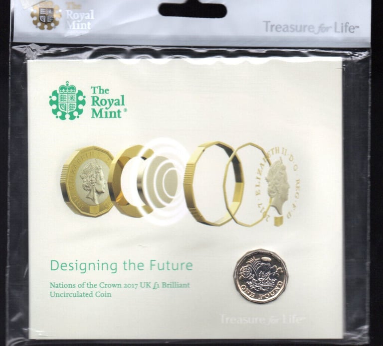 2 UK £1 COINS IN CASES  OLD £1 COIN,  THE NEW 12 SIDED £1 COIN IN CASES NEW.