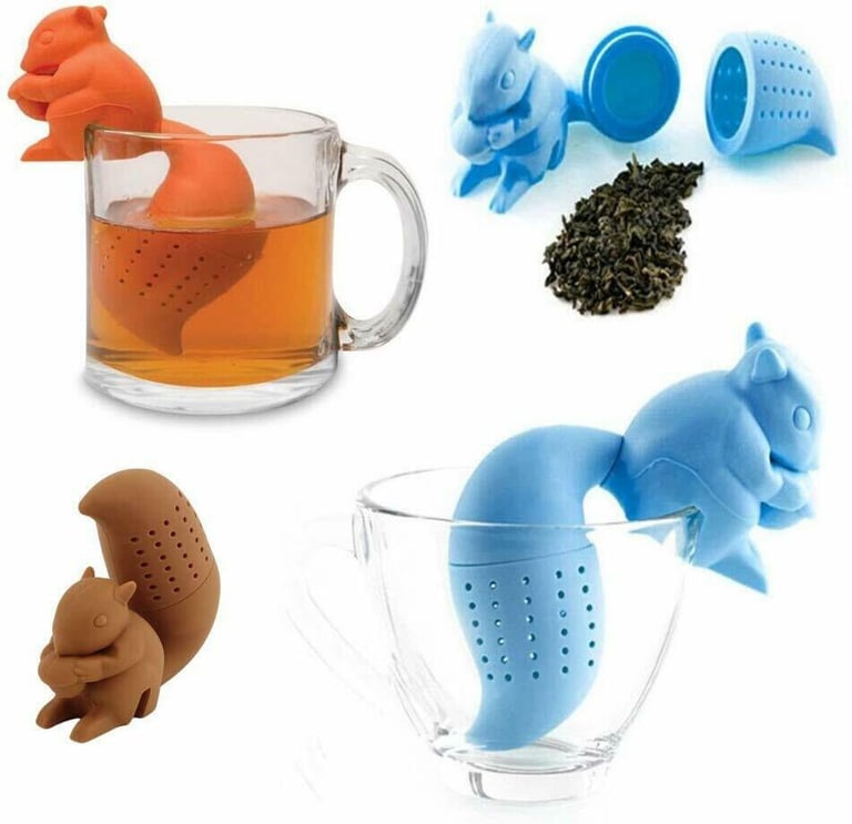 image for SQUIRREL SHAPED TEA INFUSER LOOSE LEAF STRAINER SILICONE BAG TEA FILTER HOLDER.*
