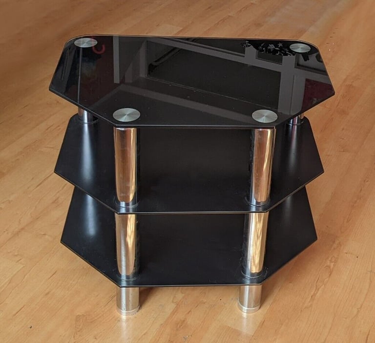 image for Black glass TV stand