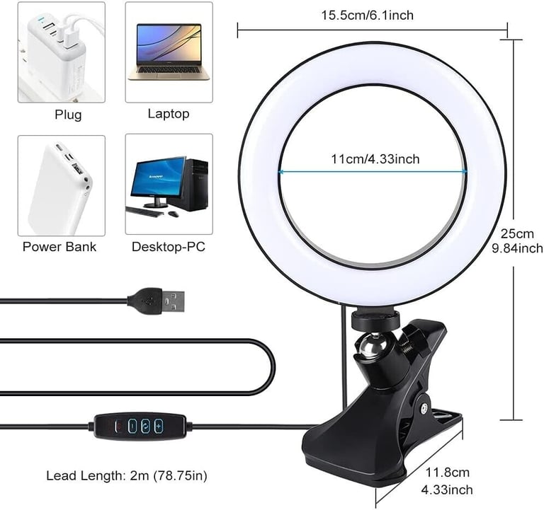 Opard Ring Light 6.1"/15.5cm for Laptop Selfie LED