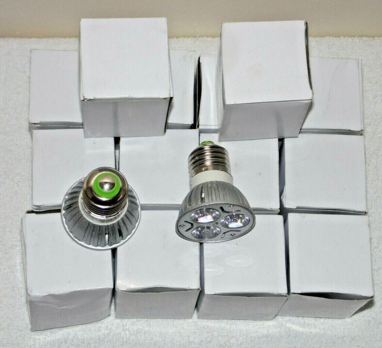 image for BUNDLE OF 14 E27 3 LED LIGHT BULB LAMPS 50W SPOTLIGHTS DOWNLIGHTERS UPLIGHTERS.*