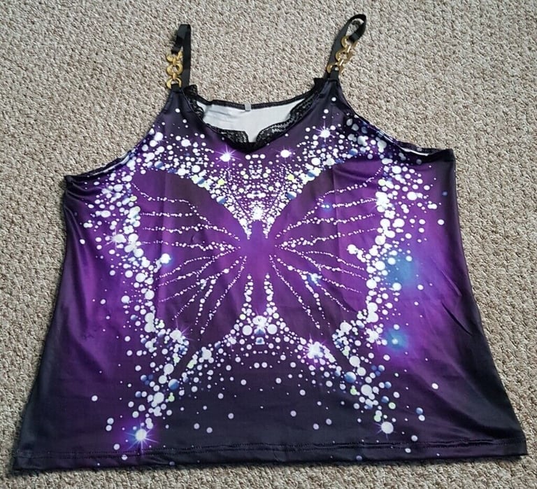 image for Purple Butterfly top, chain strap (4xl)
