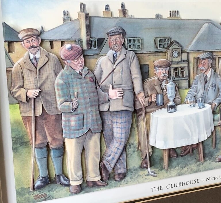 FRAMED 3D GOLF PICTURE - THE CLUBHOUSE - NINE UNDER PAR - BY JOHN R EDWARDS (JEDD)