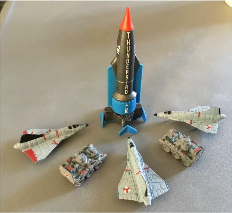 image for Thunderbirds Titan rocket  + 3 Kenner Jets and 2 Kenner Tanks