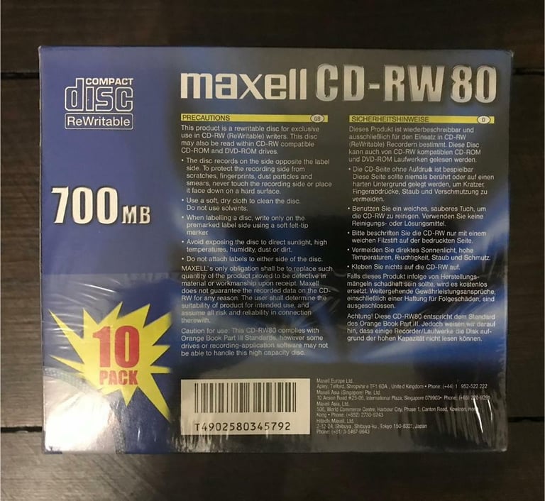 Maxwell Recordable CD-RW 80 700MB 10 pack NEW