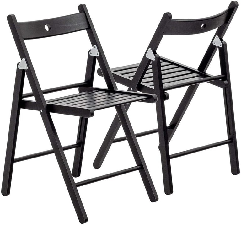 image for Harbour Housewares Wooden Folding Chairs. Brand New. Black Wood Colour - Pack of 2. RRP £65