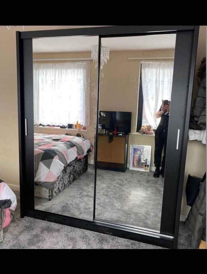 💯💛Brand New Chicago 3/2 Doors Sliding Wardrobe High Gloss or Matte with Mirrors Fast Delivery