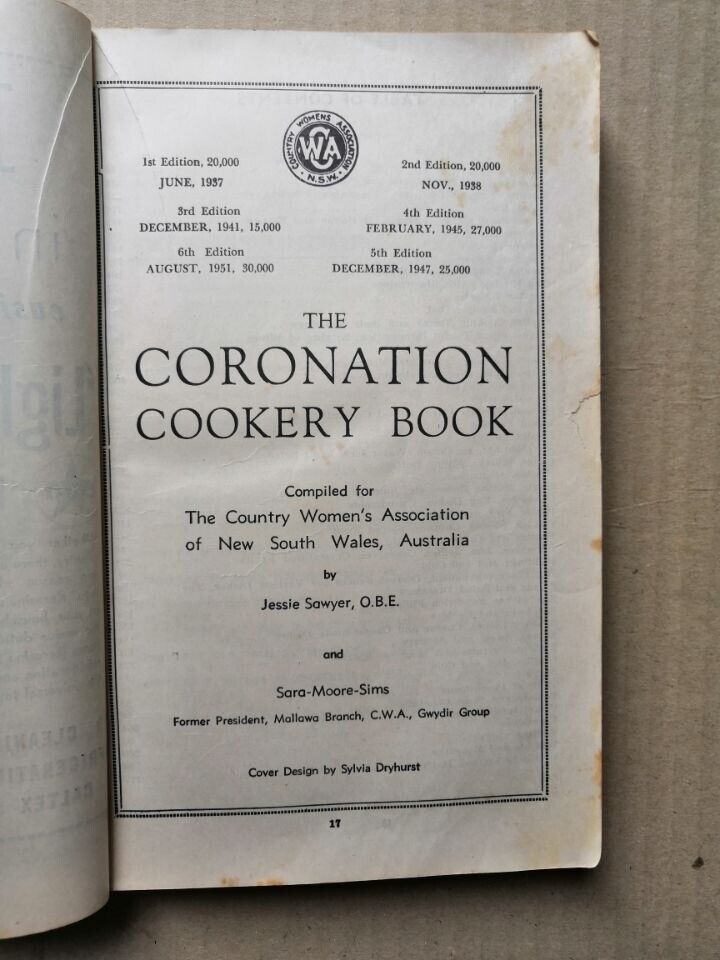 The Coronation Cookery Book by Jessie Sawyer O.B.E 1947 or 1951 ? Edition Pages 278 + Index