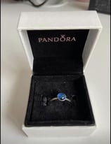 Silver Pandora ring with a blue crystal. Ring for kids-size 50