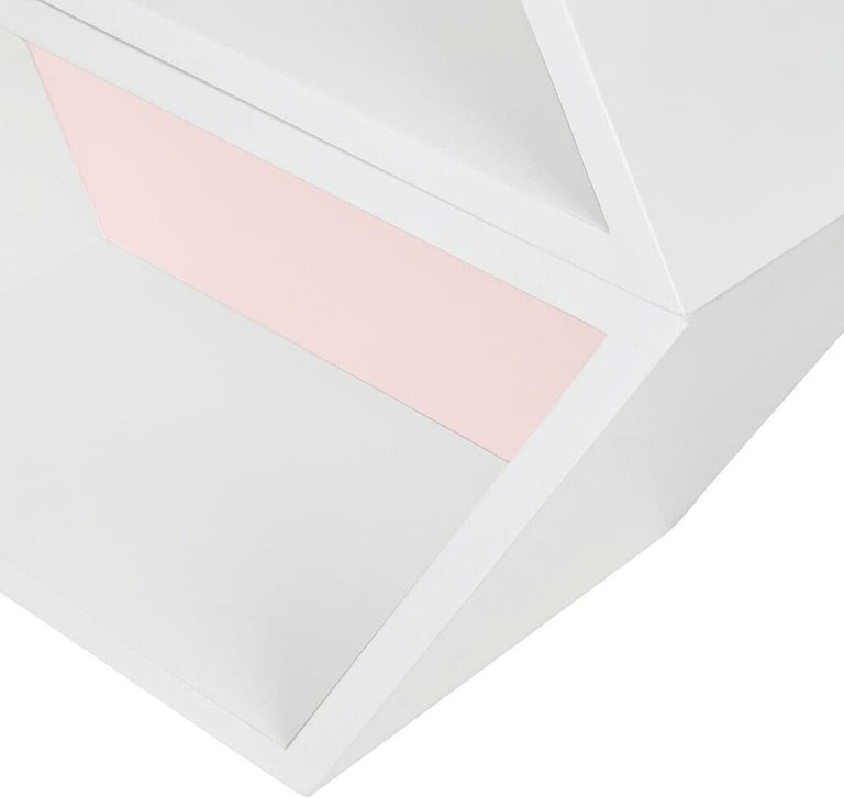 Modern Hexagon 2 Shelf Wall Unit H40cm - Pink & White 