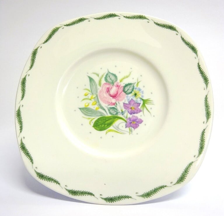 image for Susie Cooper Fragrance - Signed In Green Cake Plate Square - Genuine Original