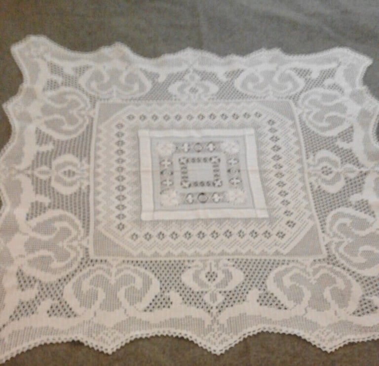 image for Table cloth, crotchet, square, vintage, retro