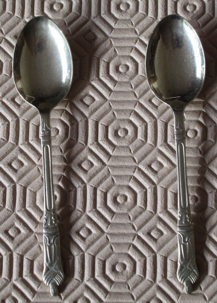 pair - vintage - APOSTLE SPOONS - LABELLED NICKEL SILVER, GOOD CONDITION