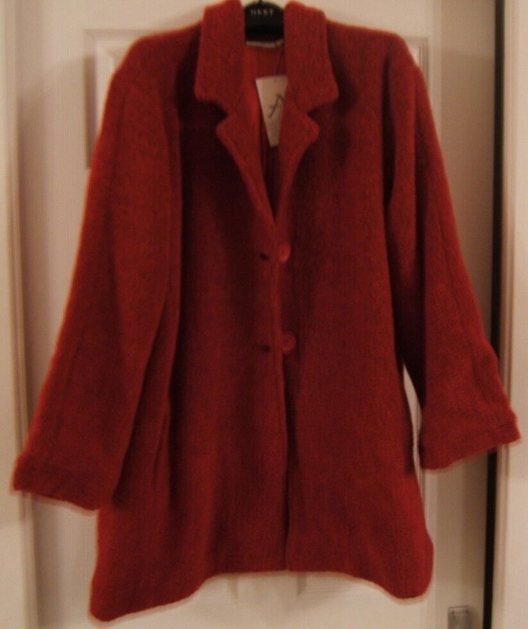 Ladies Designer Coat Adini Size M (14) Scarlett Red Frost Coat, (Used) Huge Saving! NEW COST £150!