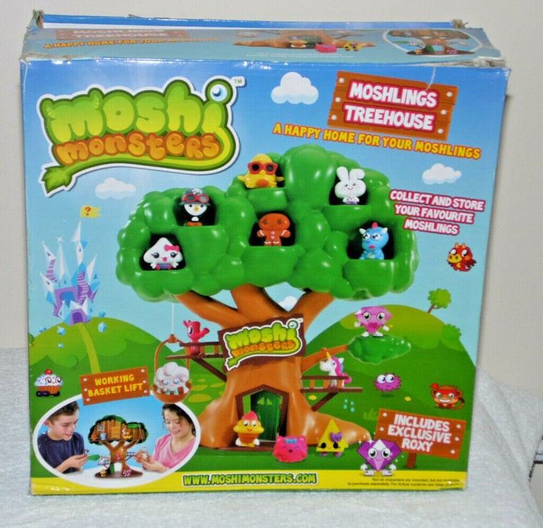 MOSHI MONSTERS MOSHLINGS TREEHOUSE PLAYSET WITH AUTO WORKING BASKET LIFT BOXED.*