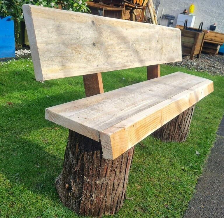 image for Handmade Double Log Leg Bench