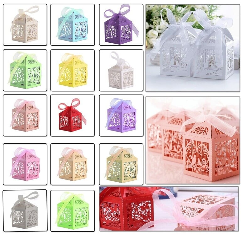 Colorful Gift Box for parties Return Favours Sweet Cake Candies Cardboard with Heart design