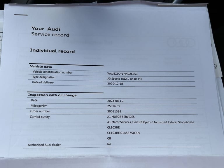 2020 Audi A3 2.0 TDI 30 Sport Sportback 5dr Diesel Manual Euro 6 (s/s) (116 ps) Hatchback Diesel ...