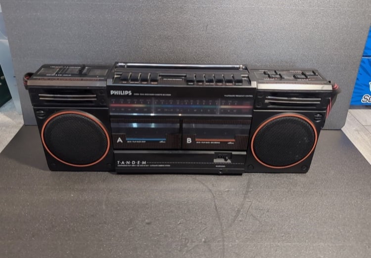 image for Philips boombox dual deck radio vintage 